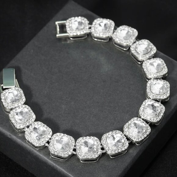 ⭐ Large 8" Iced Out Diamond Bracelet 17.00 Ctw. Chain 13mm Wide 18k White Gold ⭐ - Picture 3 of 4